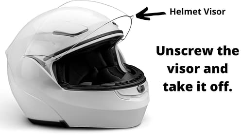 Unscrew the visor and take it off.